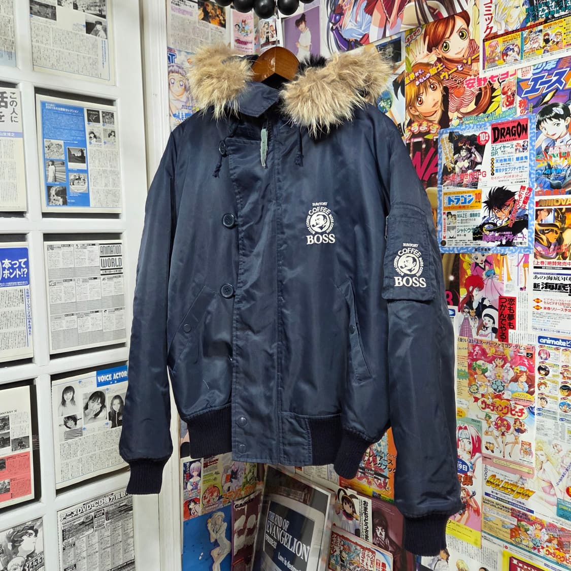 산토리 보스 커피 N2B 퍼 후드 누빔 항공 점퍼 상품이미지6