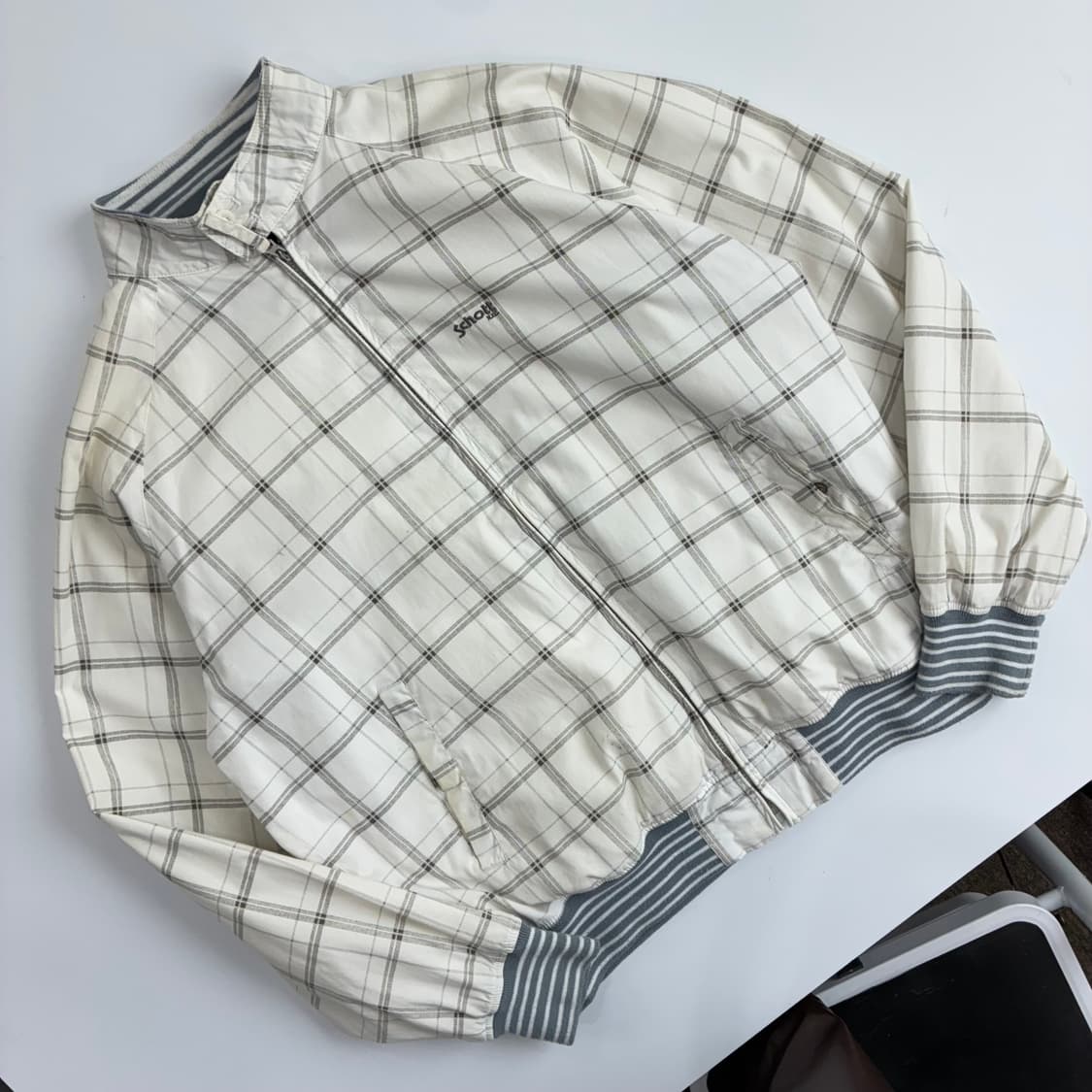 Schott  쇼트 90,s 화이트체크 블루종 자켓  상품이미지3