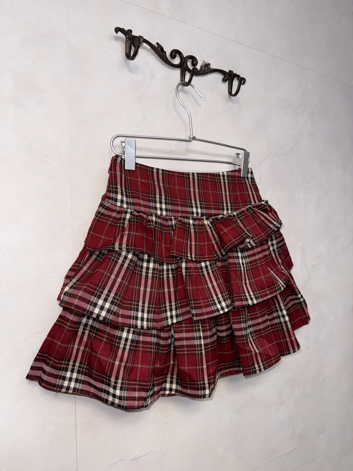 Red tartan check cancan mini skirt 상품이미지2