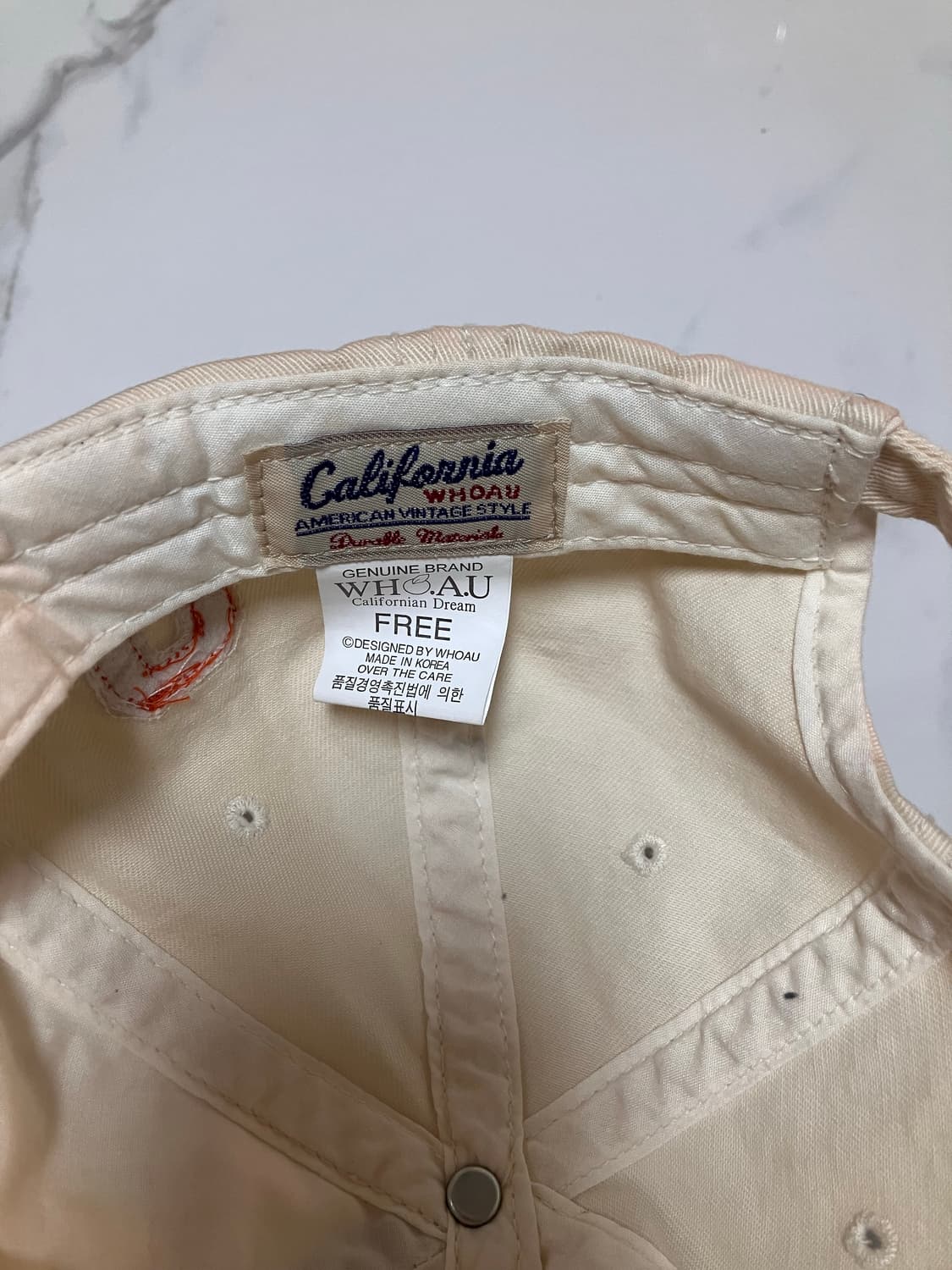 whoau Y2K 빈티지 볼캡 모자 크림 베이지 상품이미지5