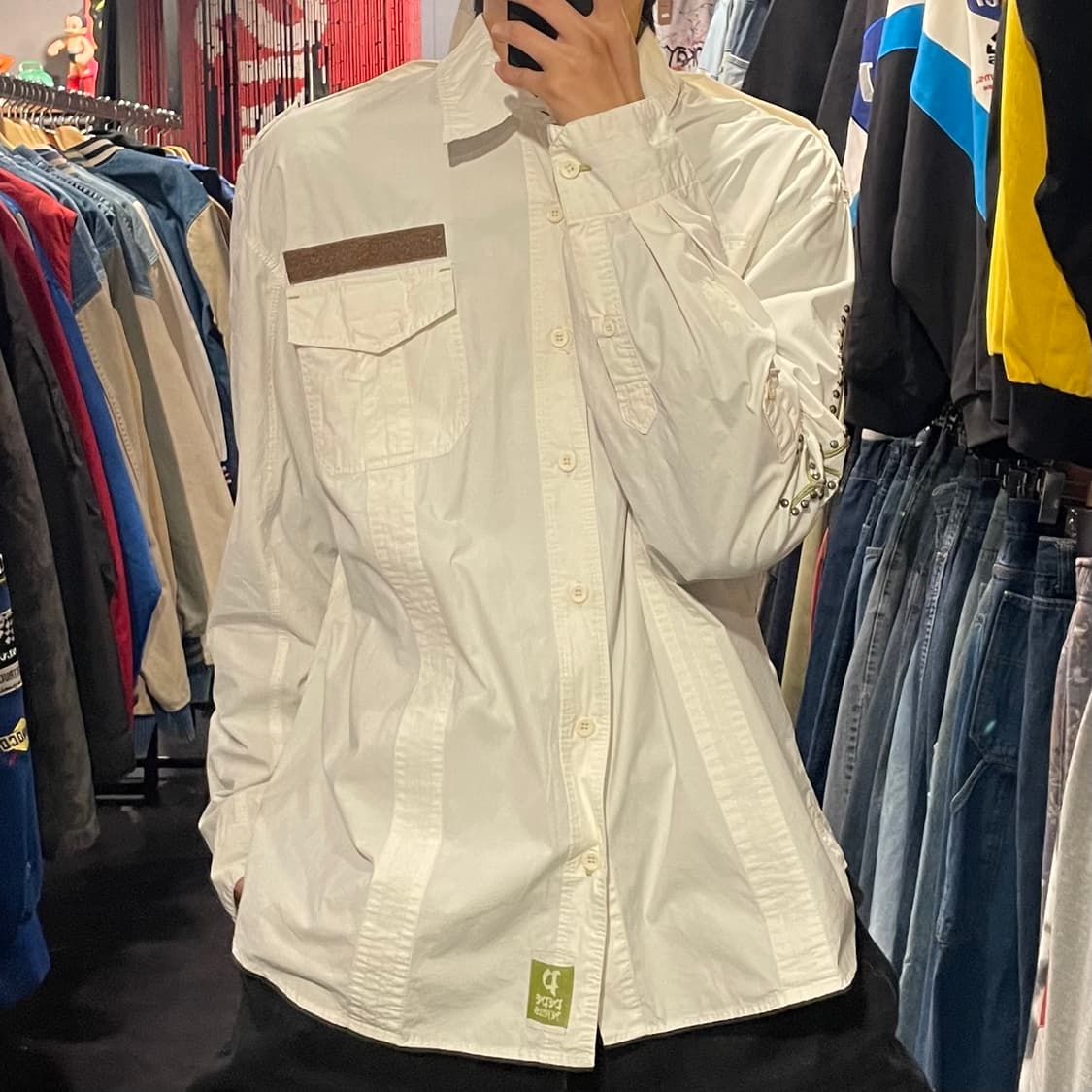 [IM] vtg 웨스턴 프린팅 화이트 셔츠 상품이미지2