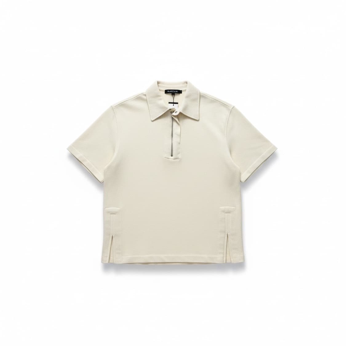 우영미 아이보리 지퍼 반팔 폴로티 L 상품이미지1