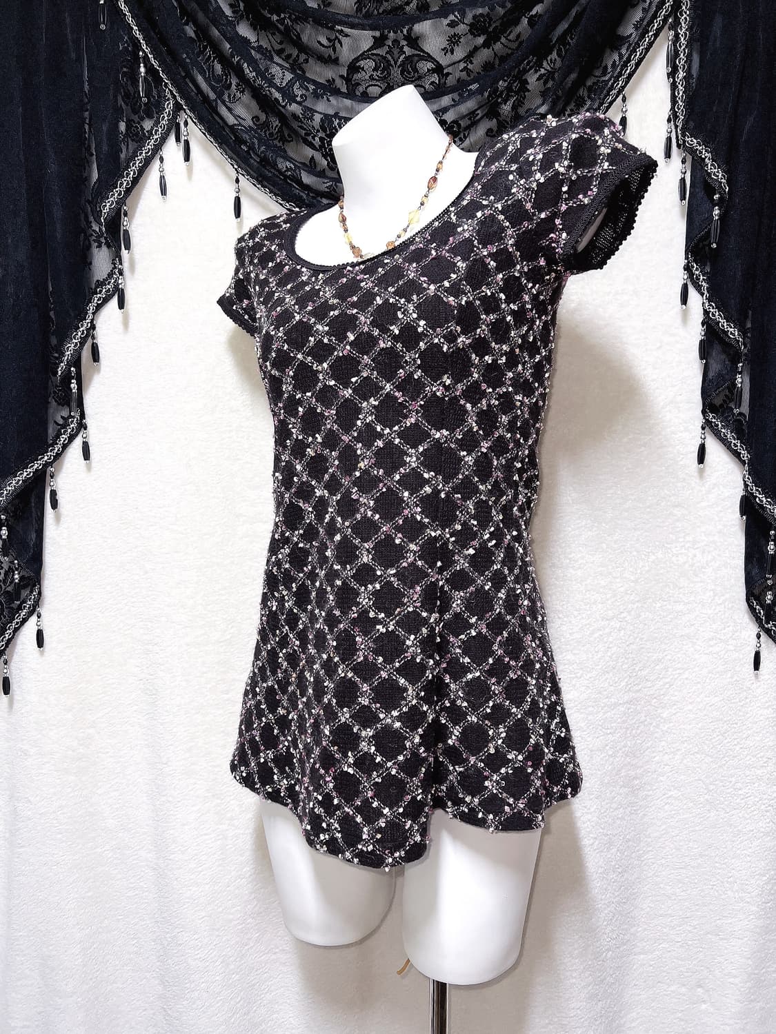 세실맥비 트위드 니트 미니원피스 라떼갸루 러블리 히메 슈슈룬 쇼콜라 핀터 상품이미지3