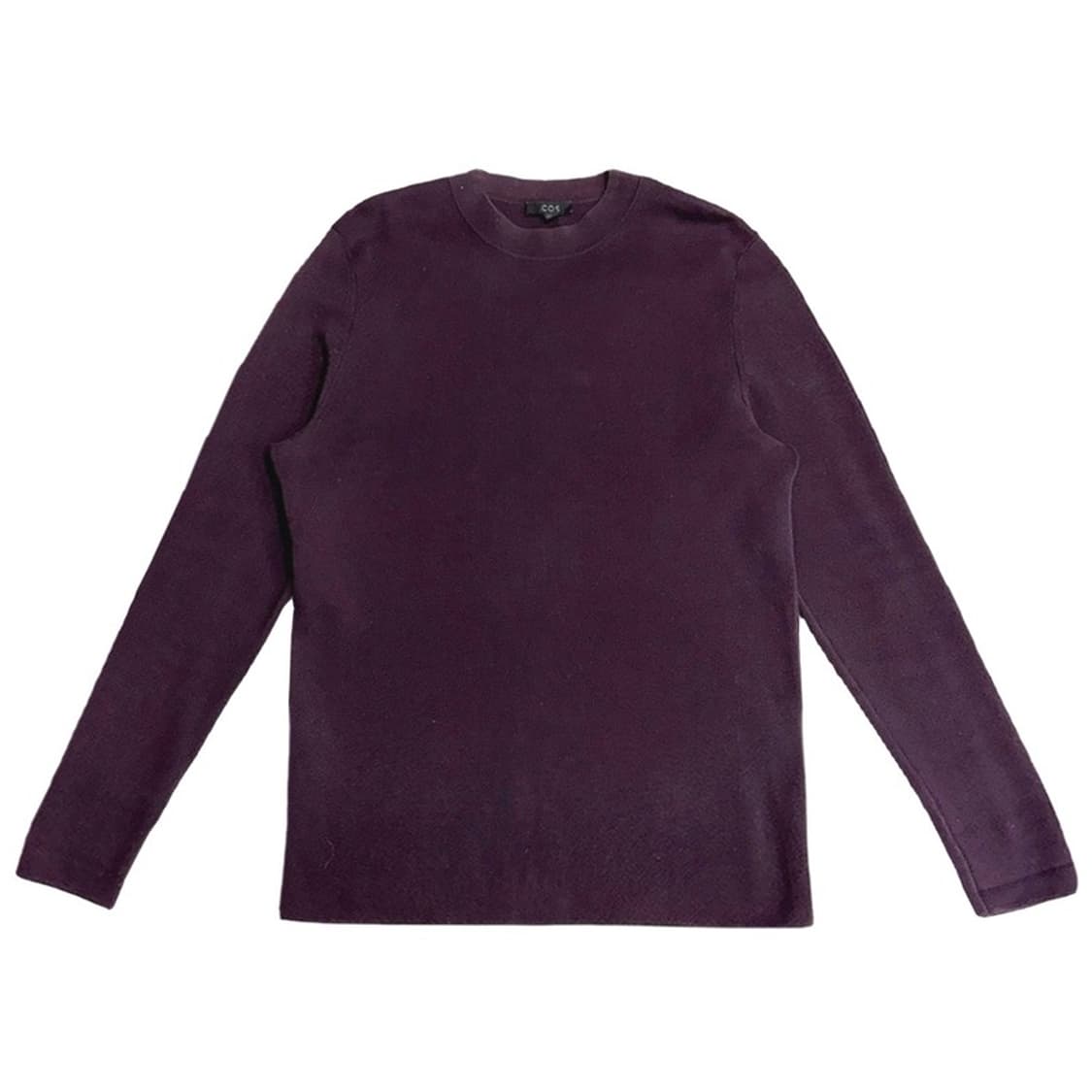COS 버건디 코튼 라운드넥 긴팔티 M 상품이미지1