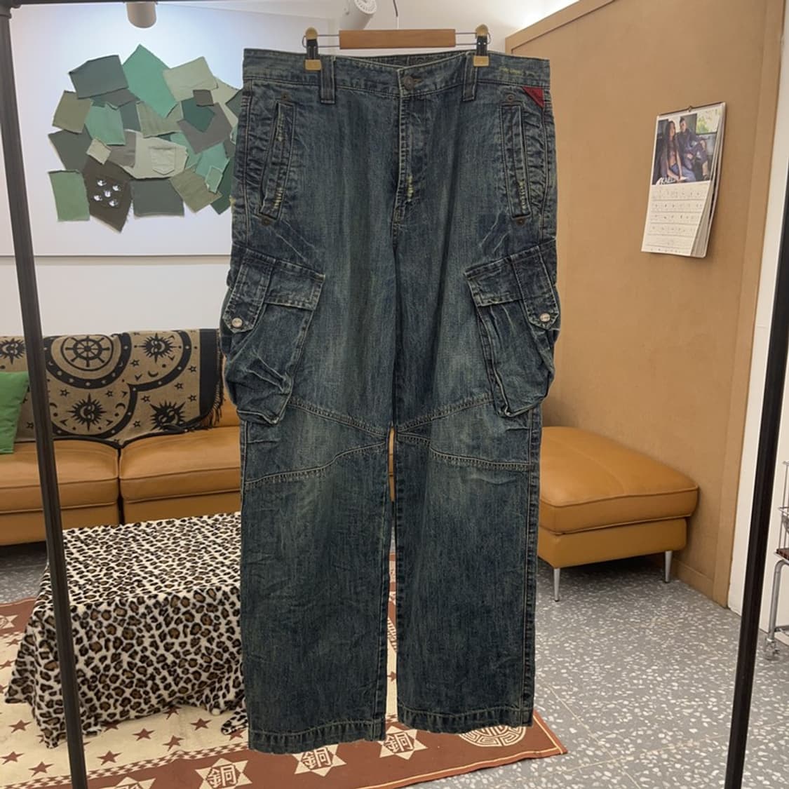 빈티지 아메카지 워싱 트러커 카고 데님팬츠 36인치 C09165 상품이미지3