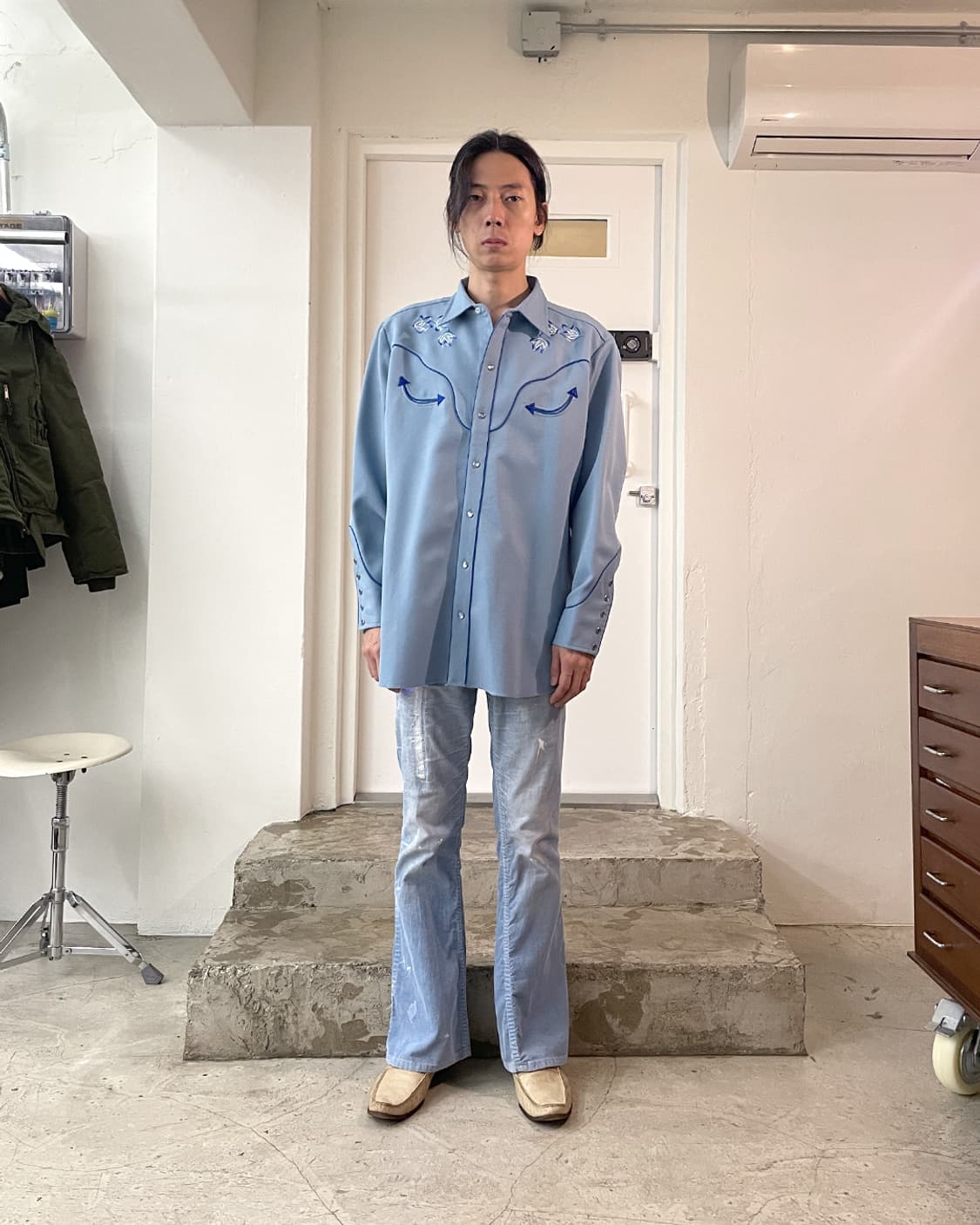 70년대 H bar C 플로랄 자수 웨스턴 셔츠 17 상품이미지6