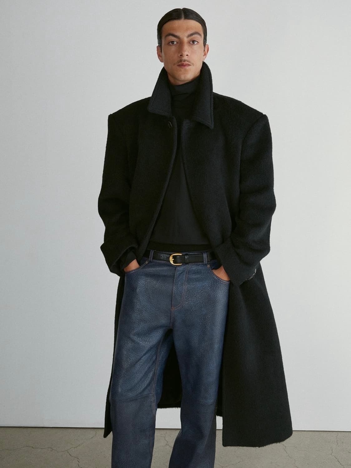 [L] 렉토 라마 울 블렌드 발마칸 코트 블랙 상품이미지1