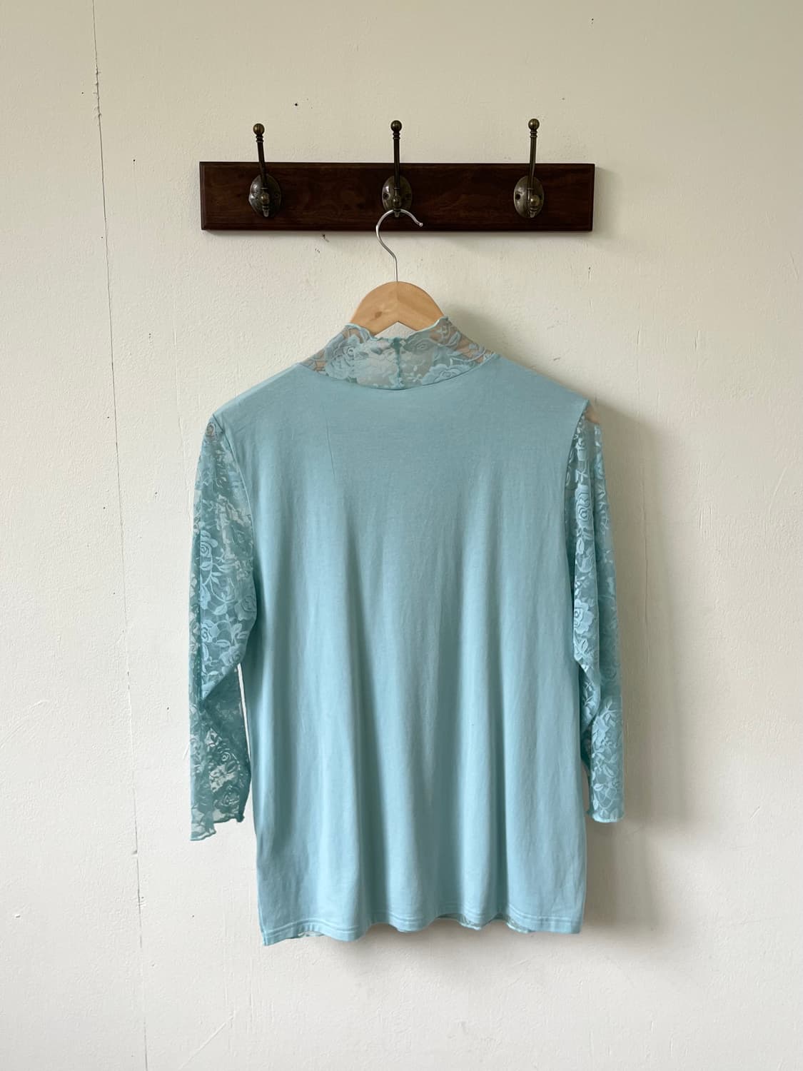 Jqpan vtg 플라워 시스루 민트 터틀넥 상품이미지2