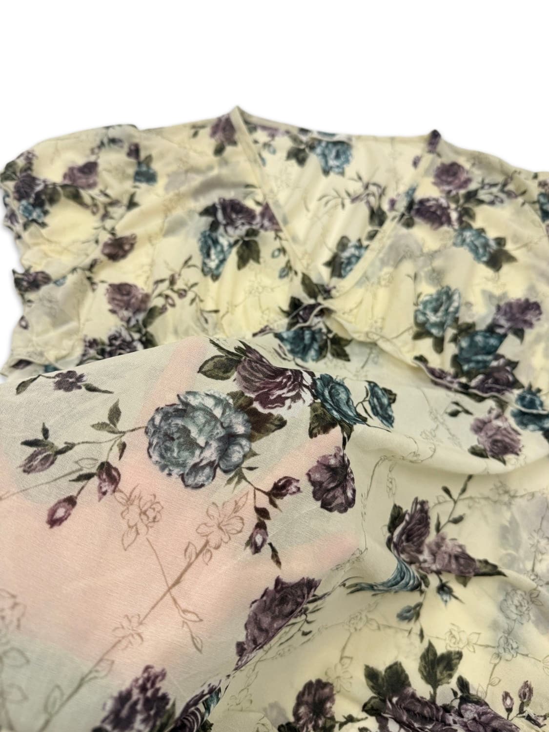 빈티지 Rosa Deco 아이보리 로즈 시스루 프릴 블라우스 상품이미지5