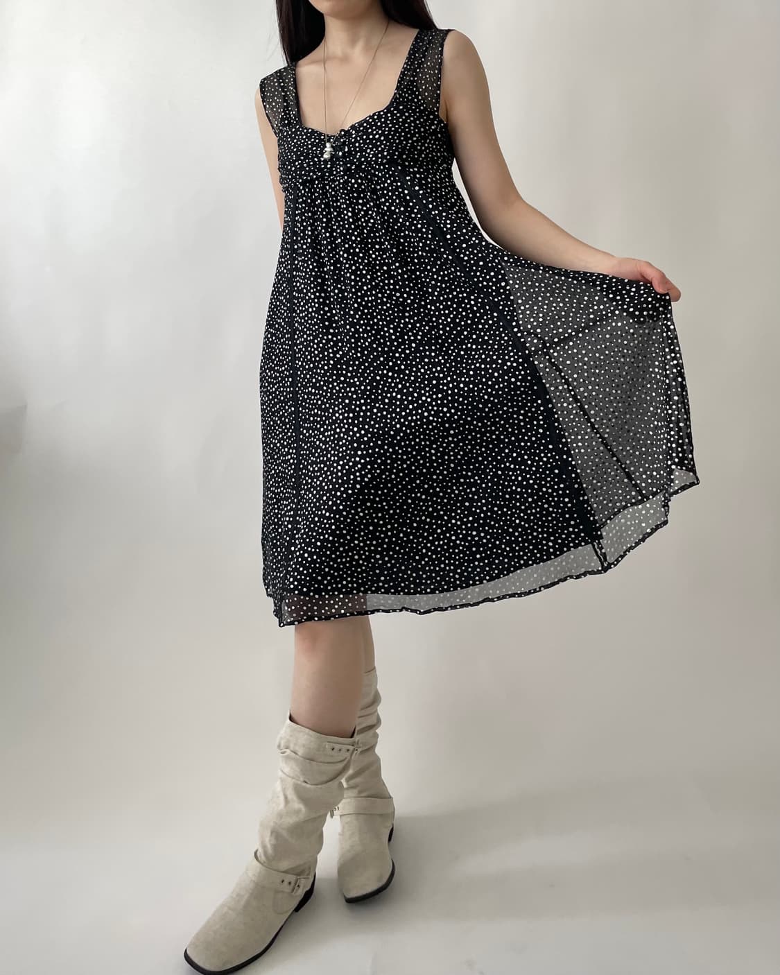 maje silver dot silk dress 상품이미지10