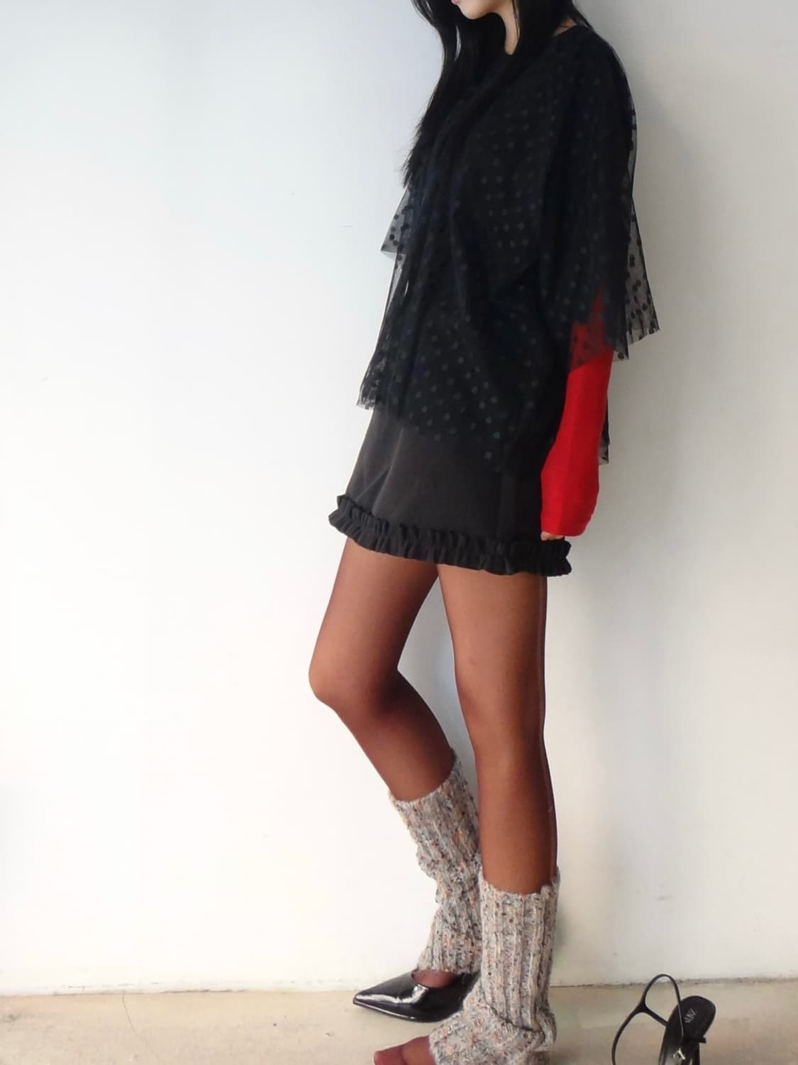 Warm mini frill skirt / black  상품이미지6