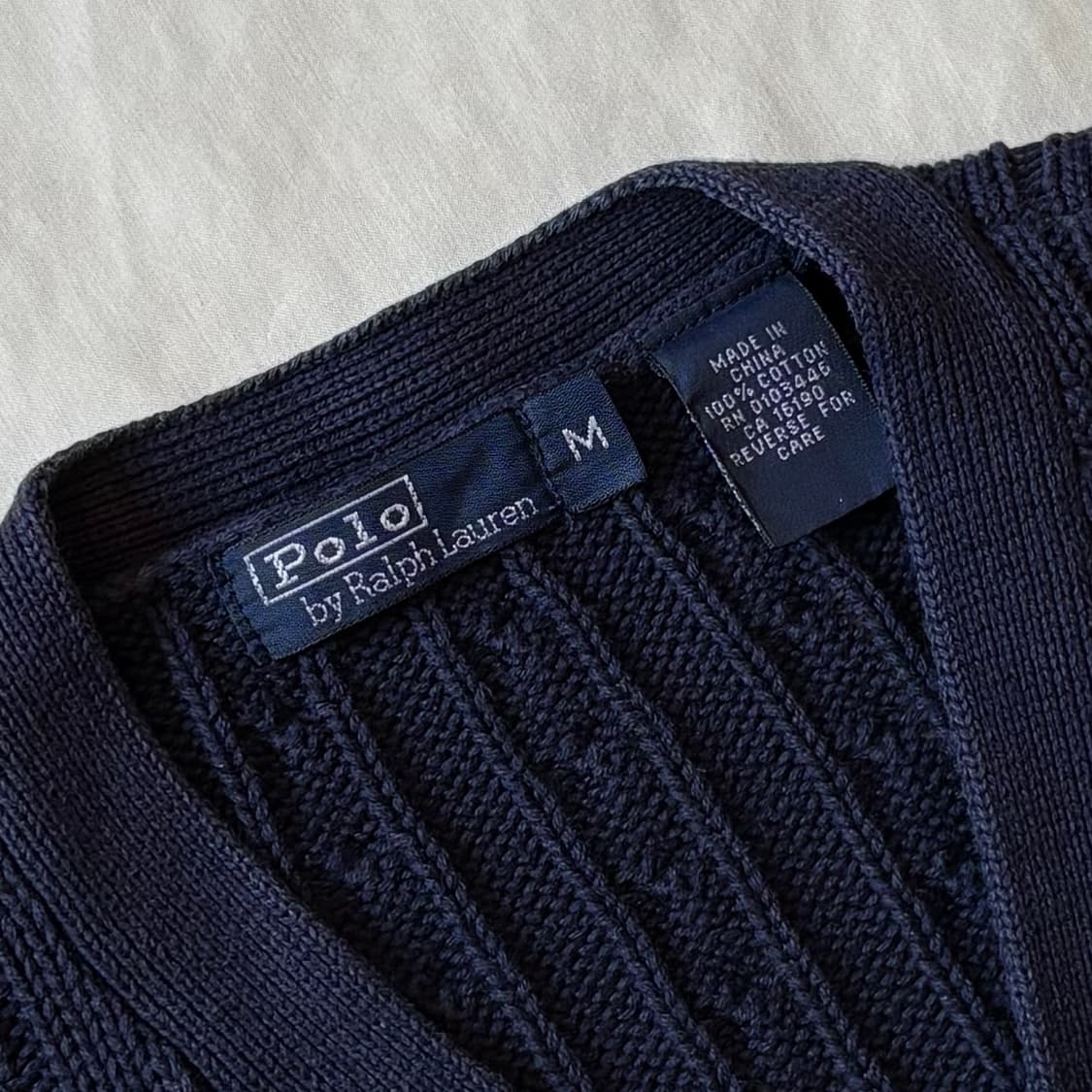[M/44-55] 폴로 랄프로렌 네이비 꽈배기 니트 가디건 상품이미지3