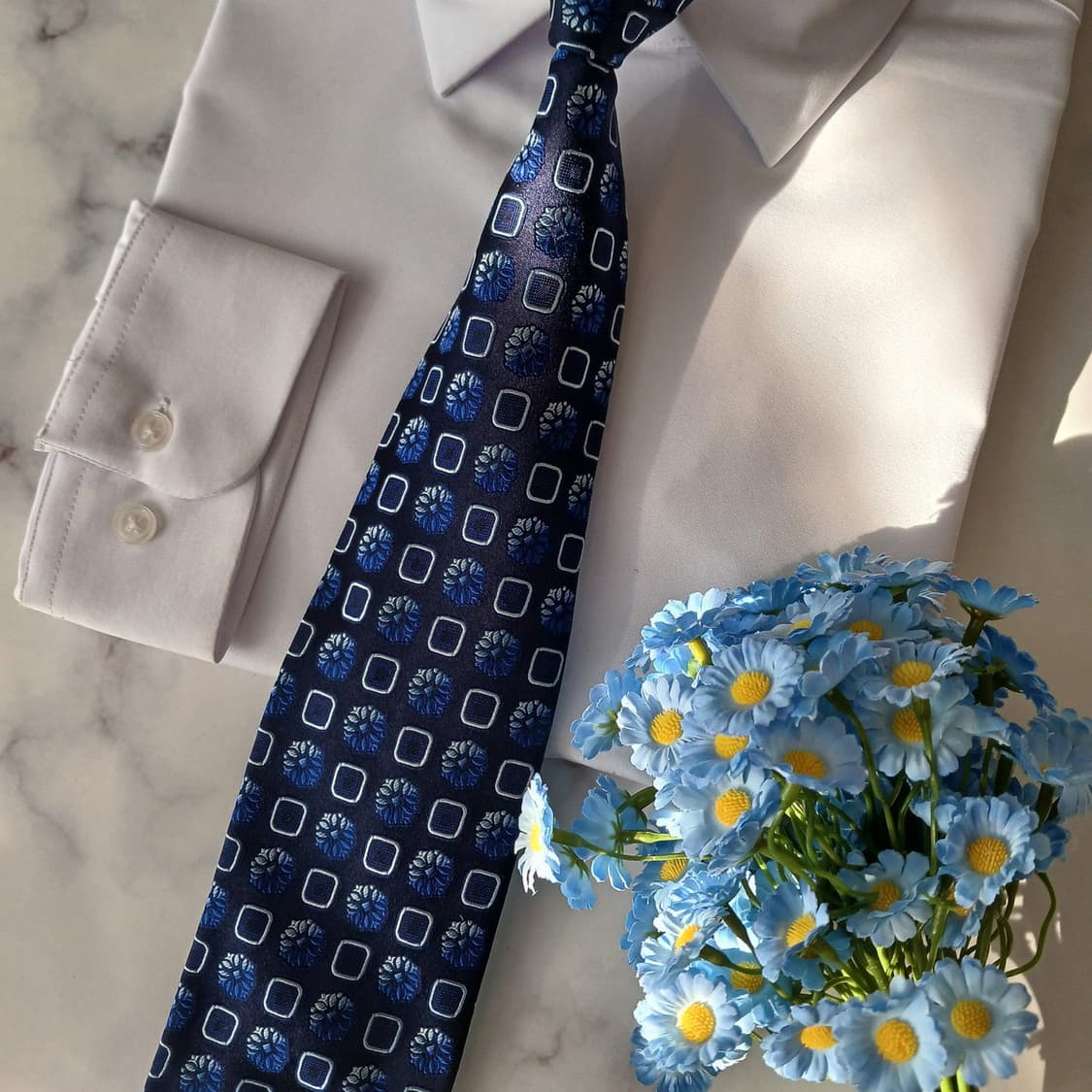 제냐 실크 블루 플라워 패턴 넥타이 8.9cm A+등급 A19274
 상품이미지4