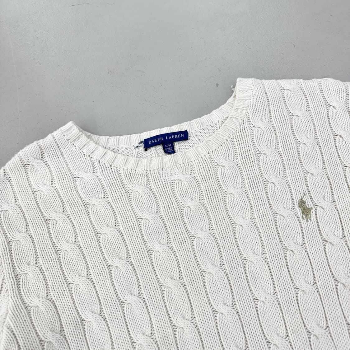 폴로 포니 꽈배기 니트 화이트 상품이미지3