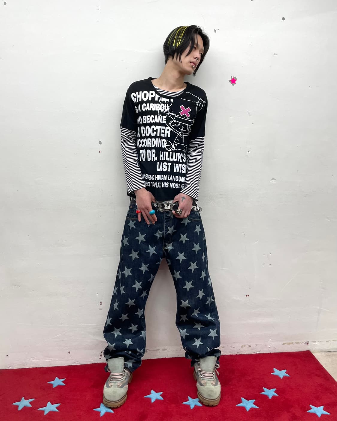 Chopa lettering striped layered sleeves 상품이미지5