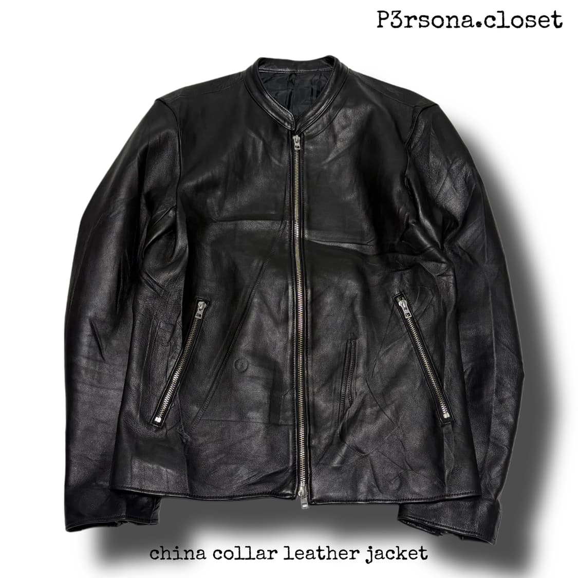 china collar leather jacket 상품이미지1