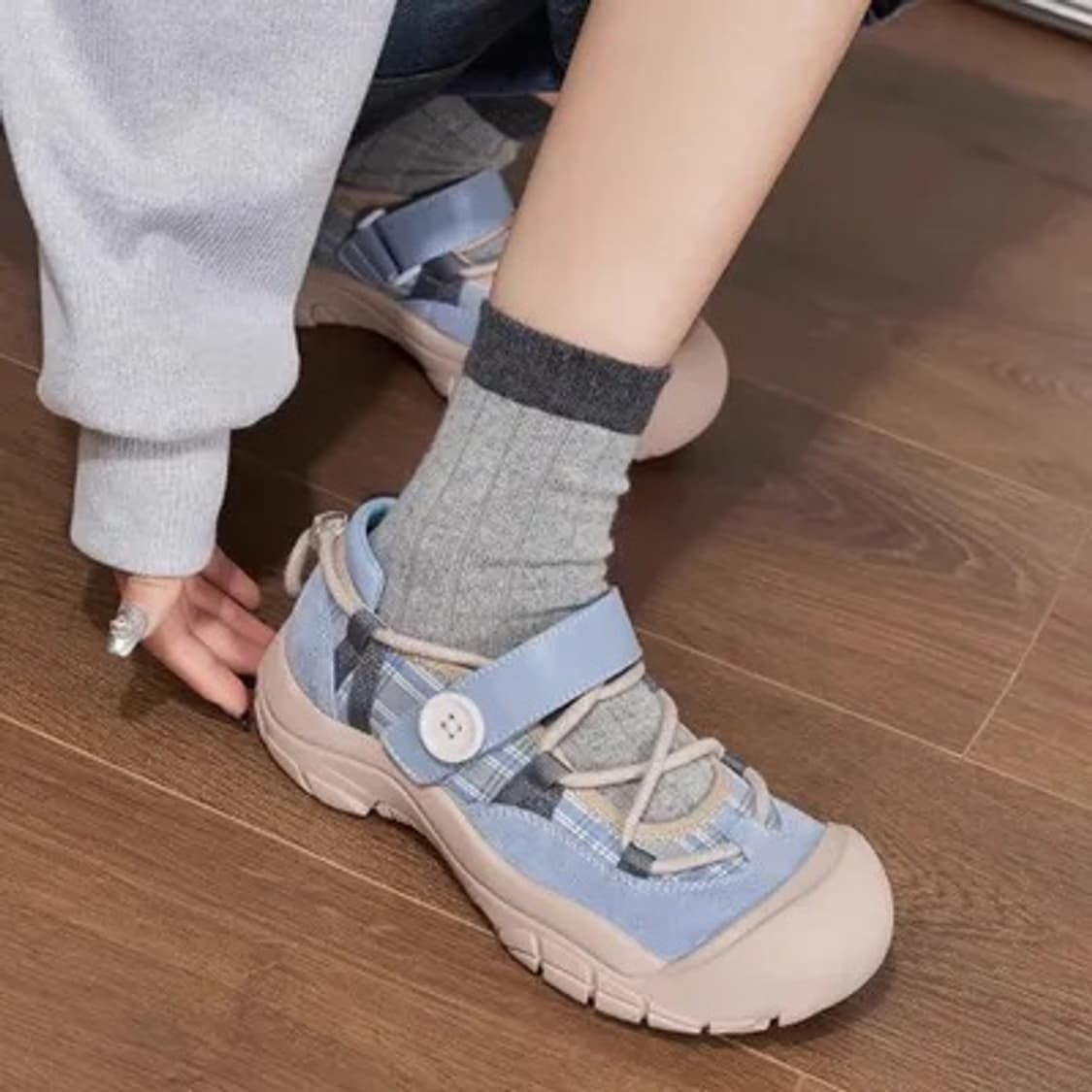 단추 벨크로 스니커즈 슈즈 상품이미지2