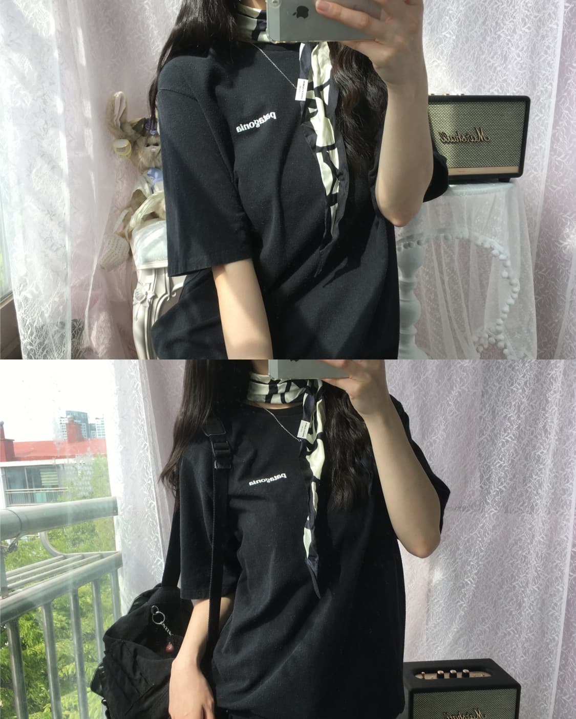 Patagonia black half tee 상품이미지2