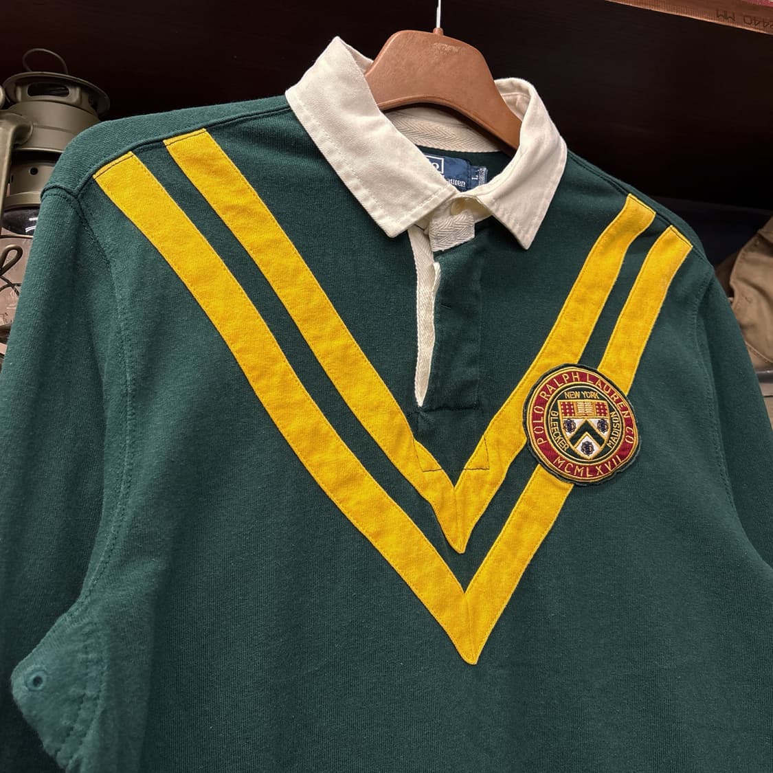 90s 폴로 랄프로렌 V-쉐브론 스트라이프 프레피 와펜 럭비티 N807 상품이미지3