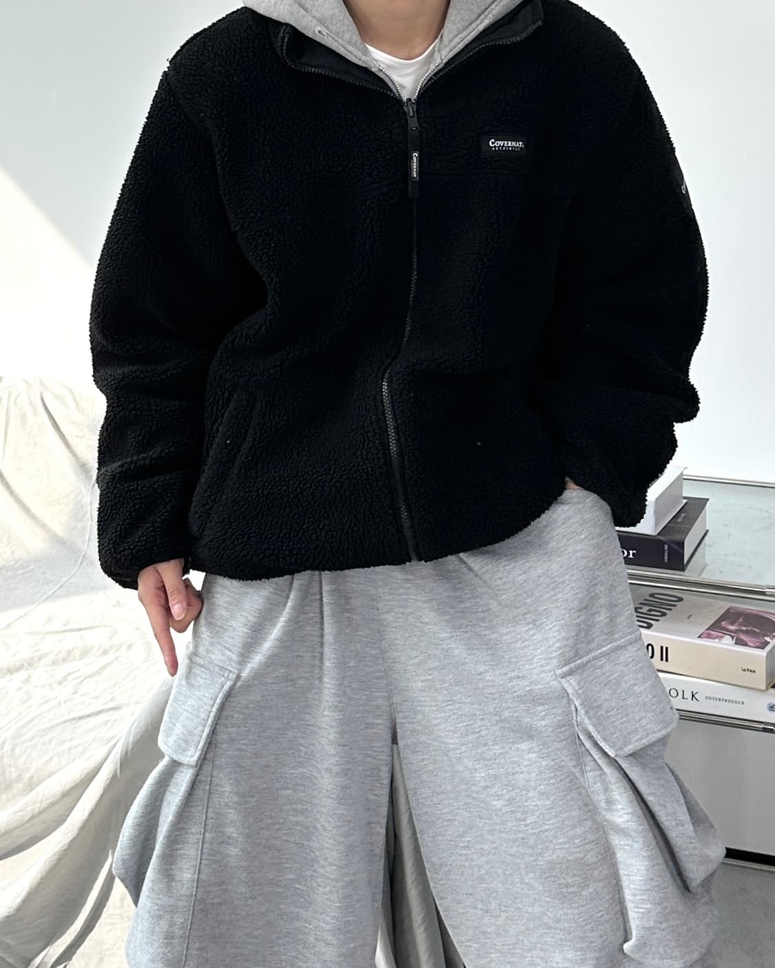 커버낫 리버시블 셰르파 플리스 자켓 XL 상품이미지4