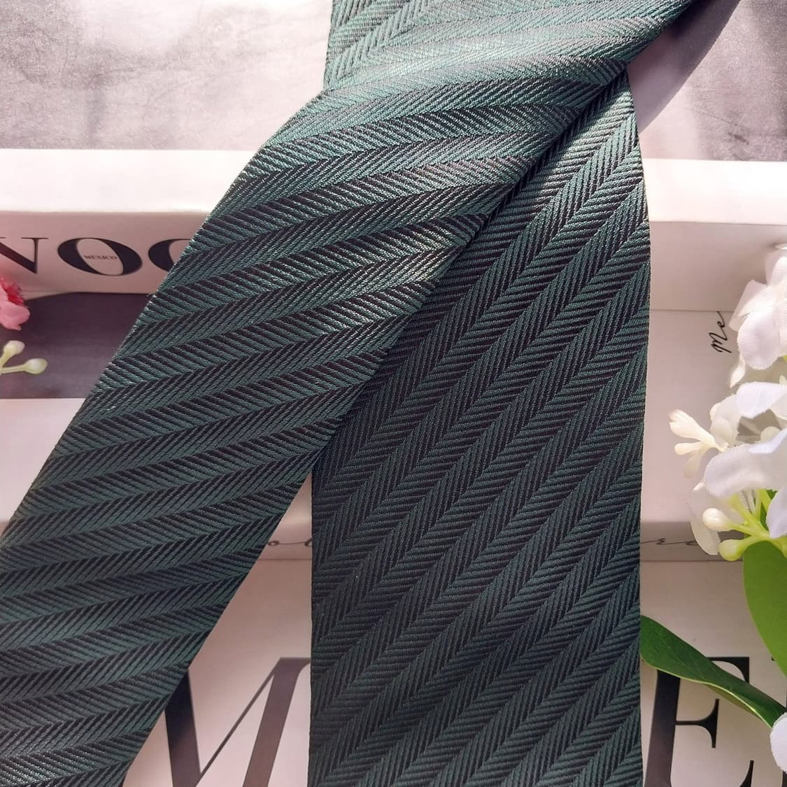 바나나리퍼블릭 실크 그린 헤링본 넥타이 7.9cm A등급 K1956 상품이미지5