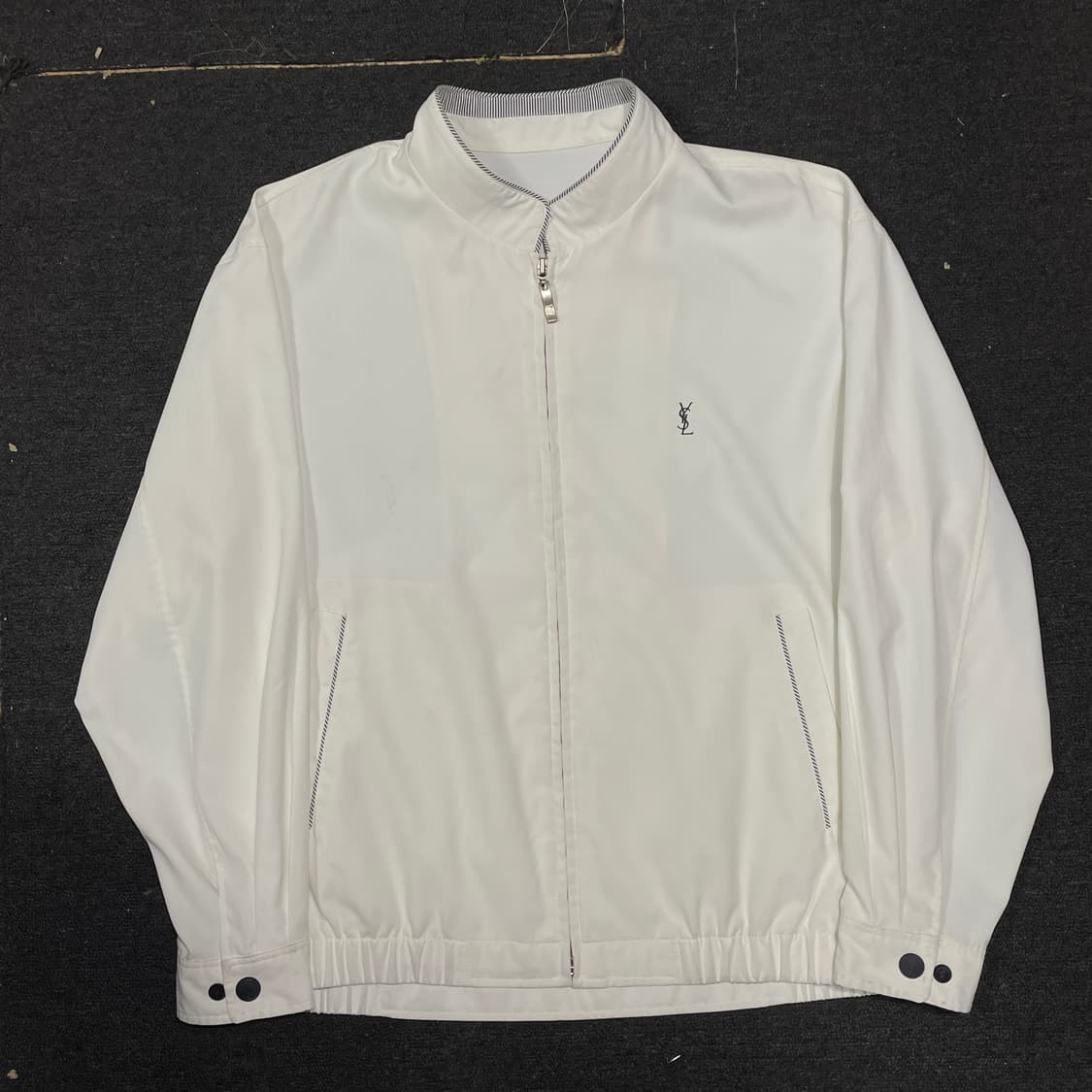 90s YSL 극희귀 입생로랑 화이트 폴리쉘 블루종 자켓 100 상품이미지2
