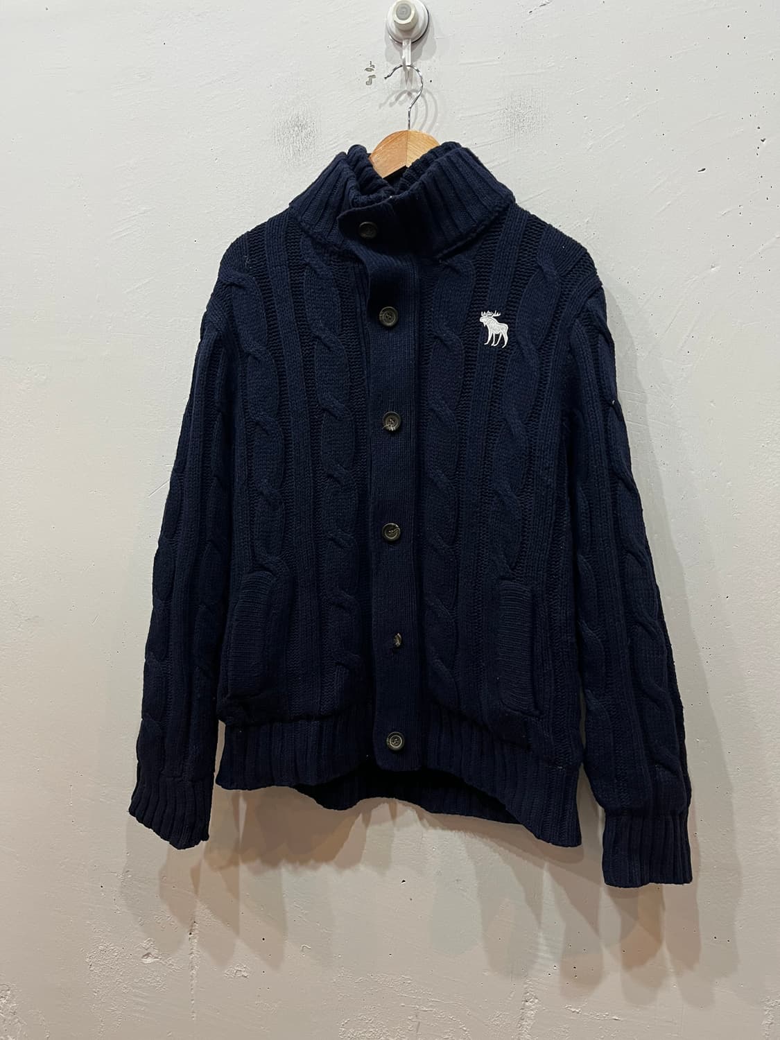 아베크롬비 케이블 양털 니트집업 네이비 XL 상품이미지1