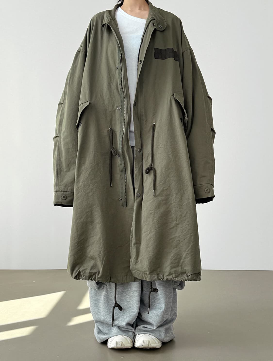 로컬맨션 야상 카키 안감O 오버핏 사파리 롱 자켓 상품이미지1