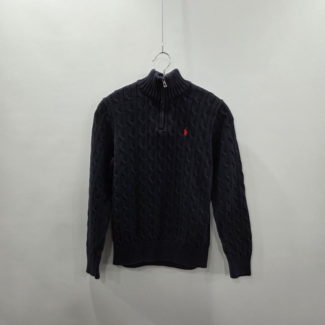 폴로랄프로렌 보이즈 풀오버 하프집업 케이블 니트 네이비 L/14/16 상품이미지1