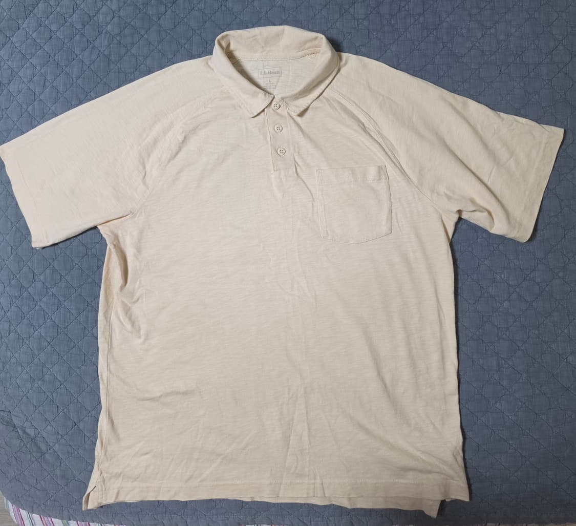 L.L.Bean(엘엘빈) 아이보리 반팔 카라티 L 상품이미지1