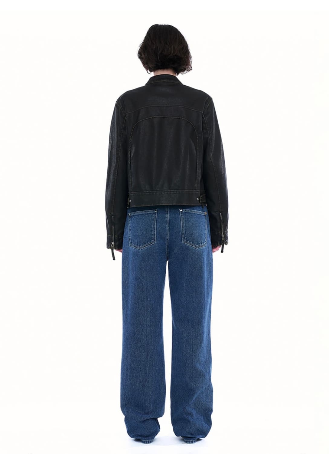 파르티멘토우먼 워시드 레더 바이커자켓 상품이미지3