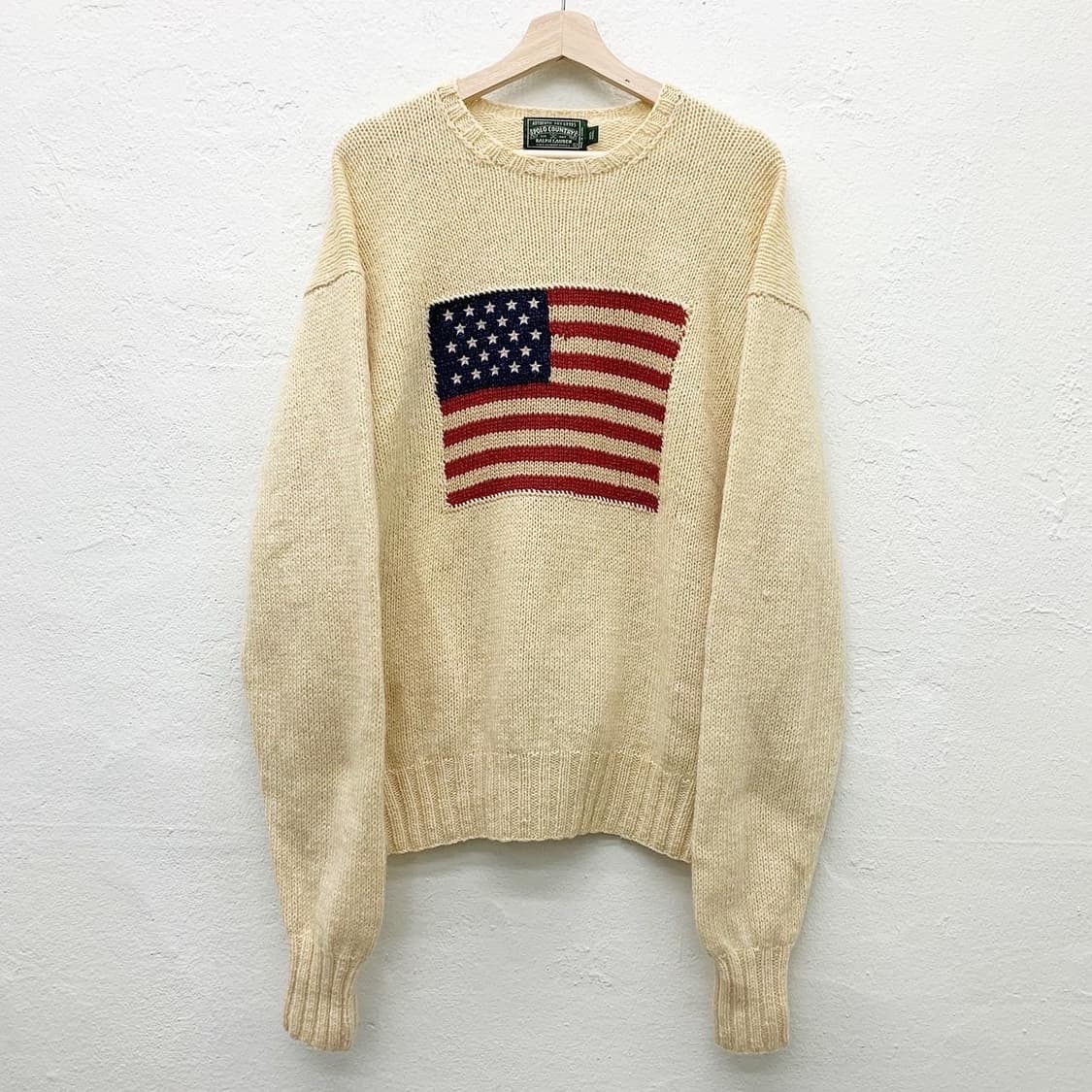 폴로 컨트리 아이보리 성조기 울 라운드 니트 상품이미지2