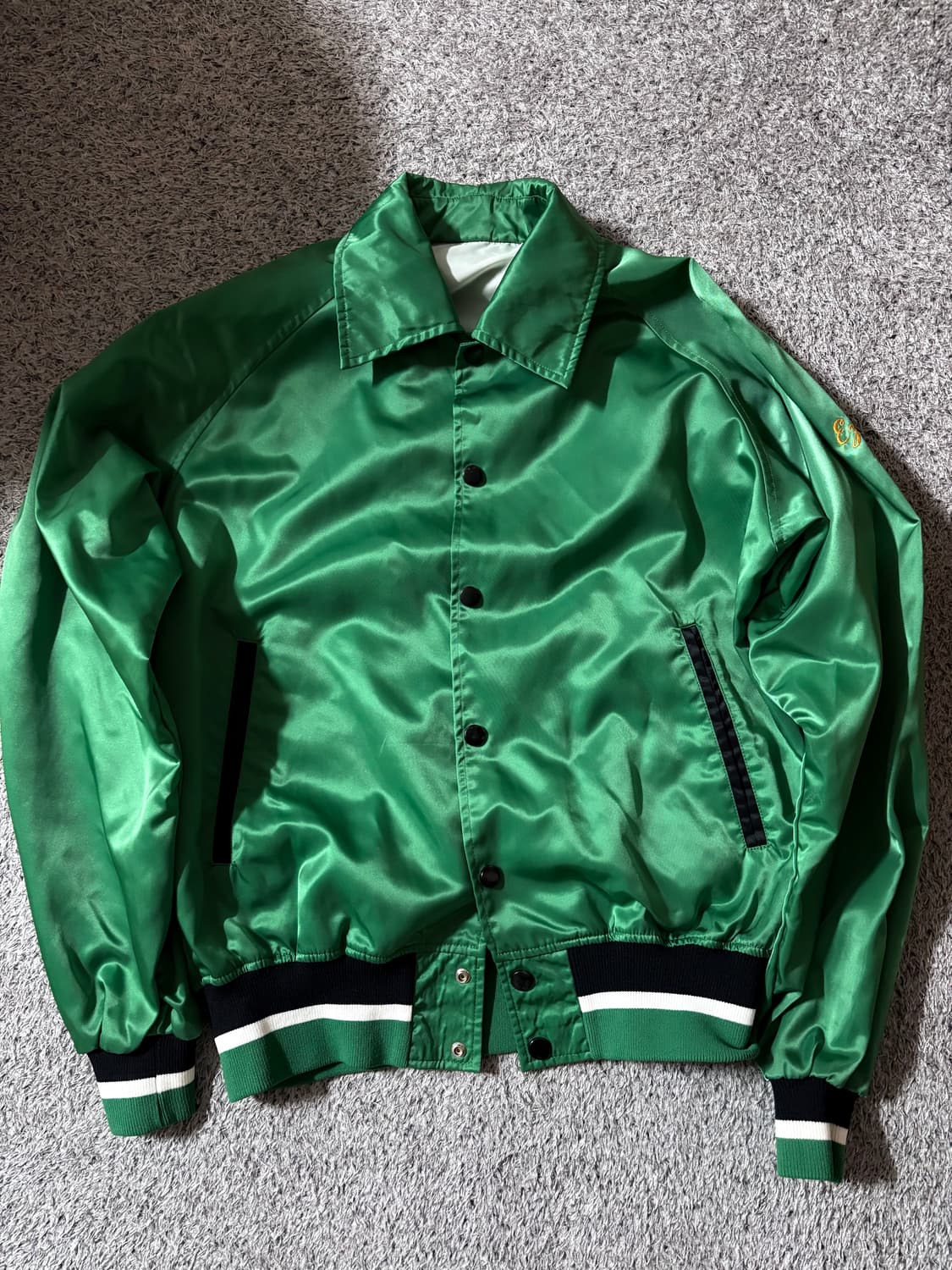 그린 새틴 코치자켓 상품이미지1