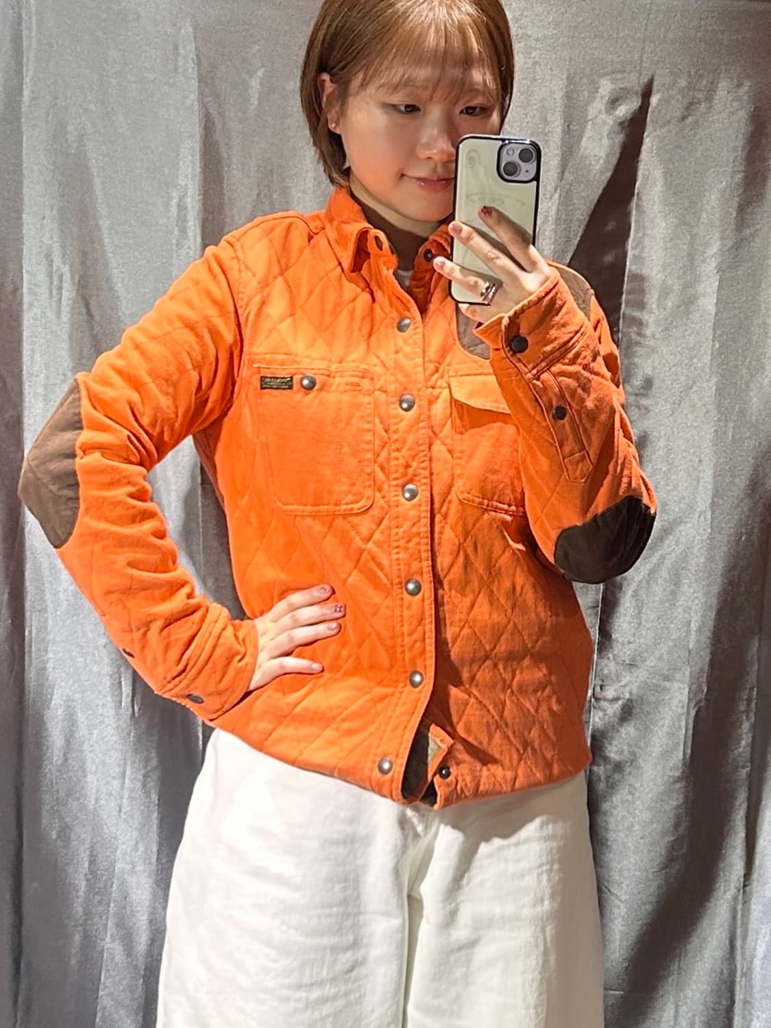 S 폴로랄프로렌 투포켓 퀼팅 패치 오렌지 자켓 상품이미지1