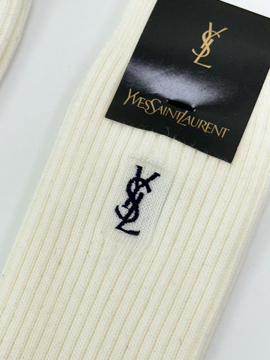 [새상품] YSL / 입생로랑 크림 골지 양말  상품이미지3