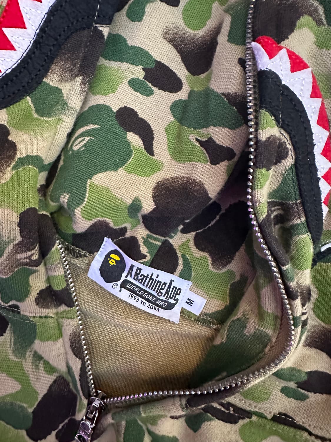 베이프 샤크 후드 카키 M 상품이미지5