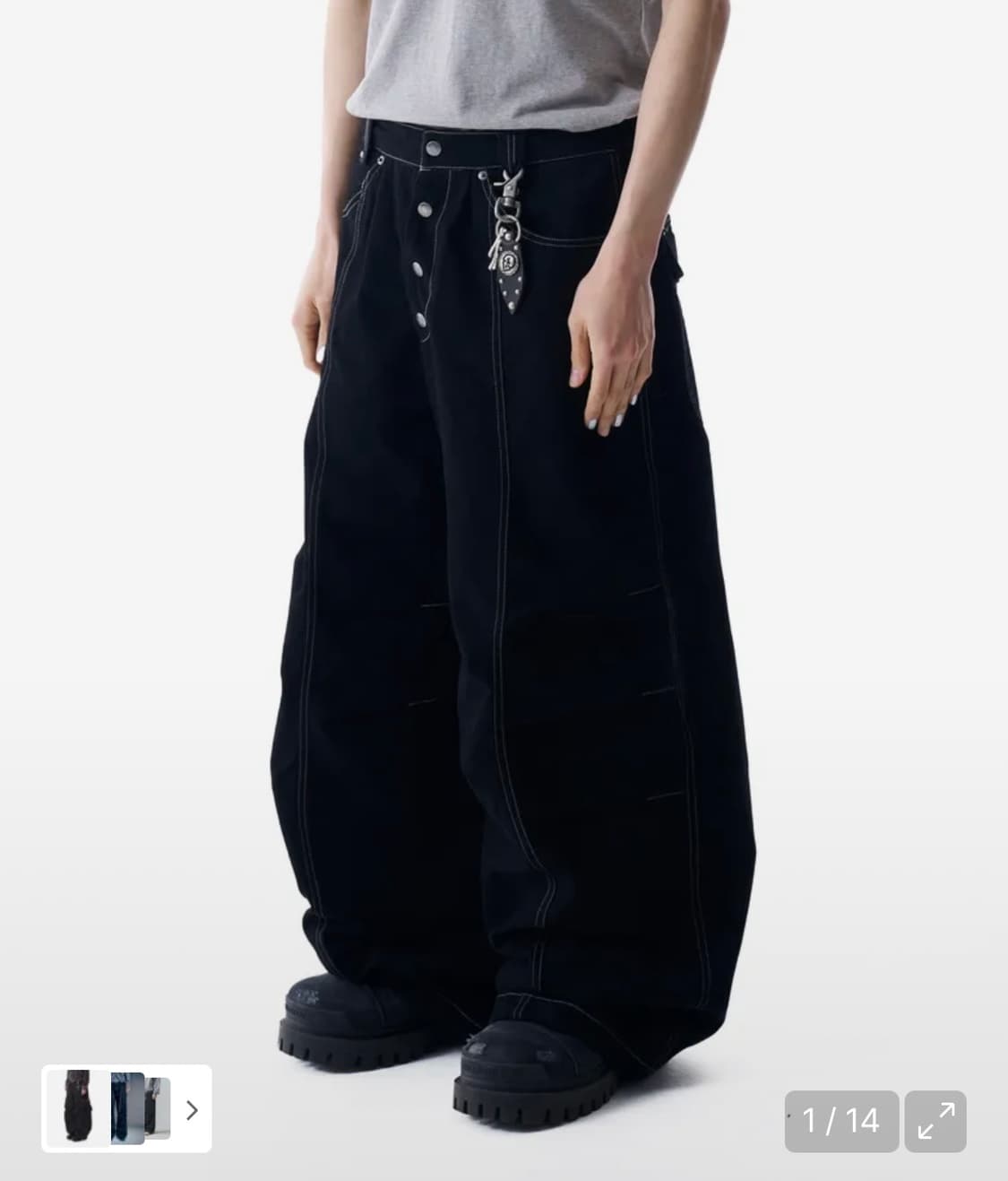 아캄 팬츠 Knee Pin-tuck Studded Cotton Pants 상품이미지1