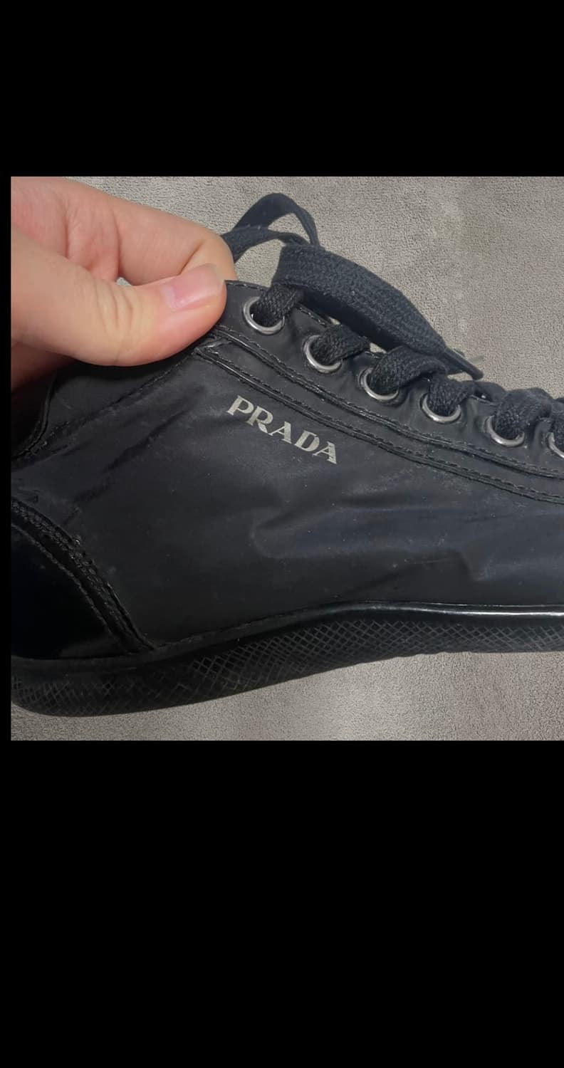 255~260) 프라다 스포츠 로고 레더 나일론 스니커즈 신발 블랙 상품이미지6