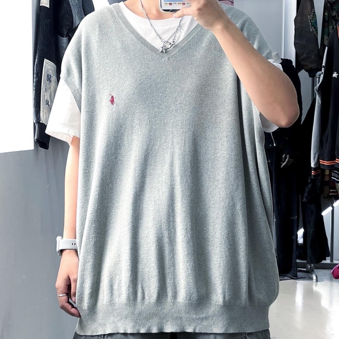 폴로 랄프로렌 기본 포니 빅사이즈 카키그레이니트베스트 상품이미지1