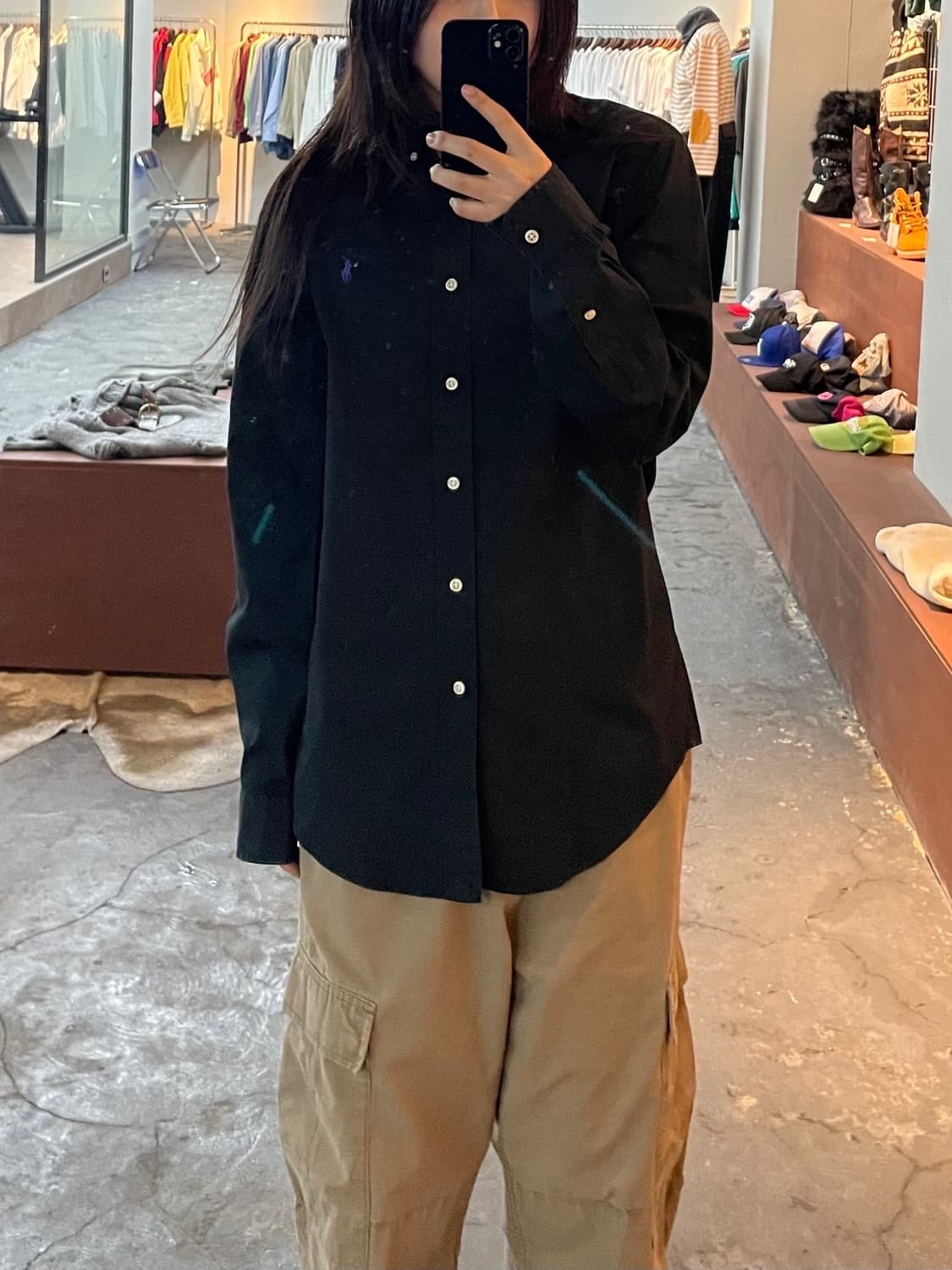 폴로 랄프로렌 퍼플 포니 블랙 셔츠 H614 상품이미지1
