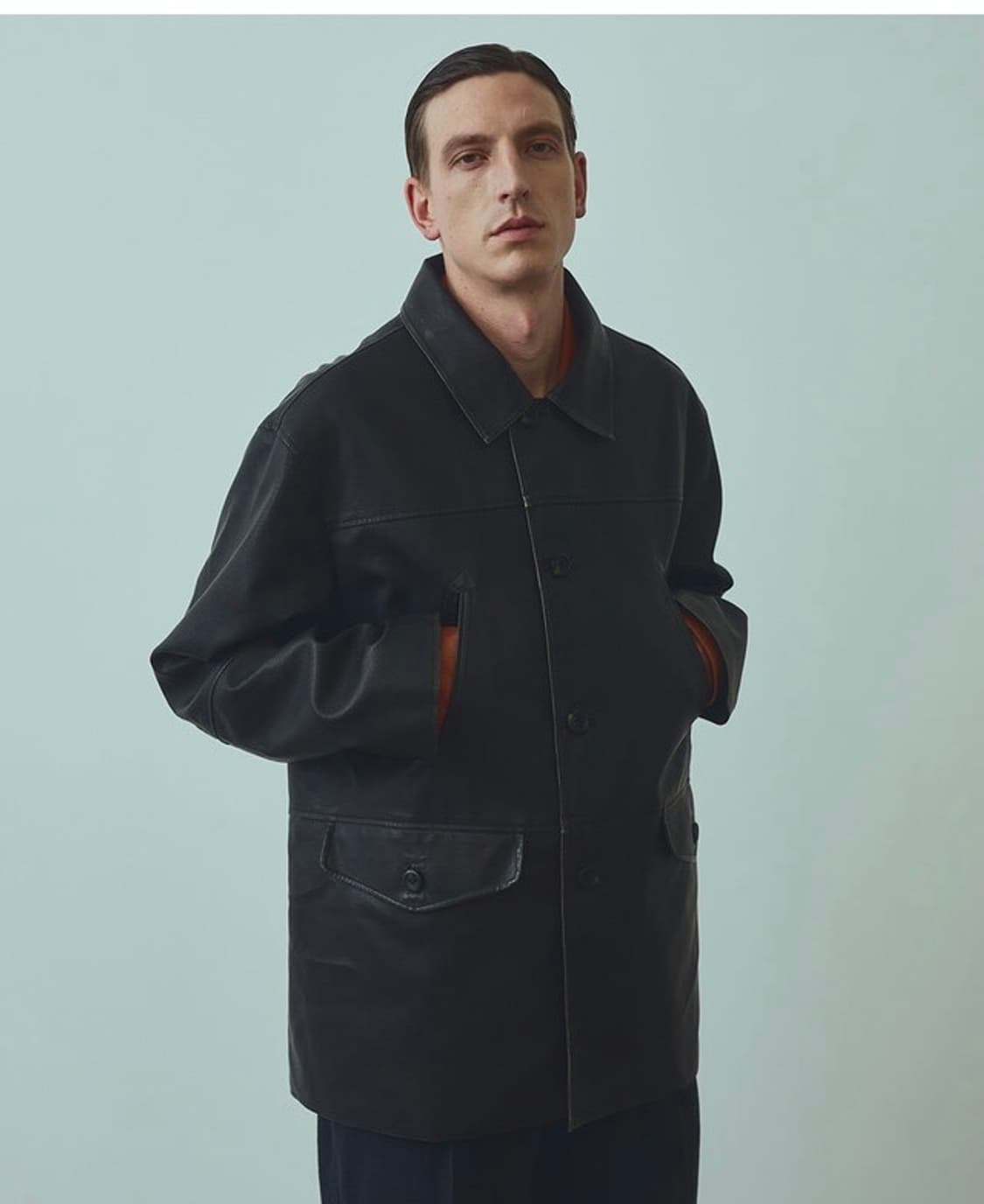 유니폼브릿지 vegan leather car coat black wash 상품이미지1