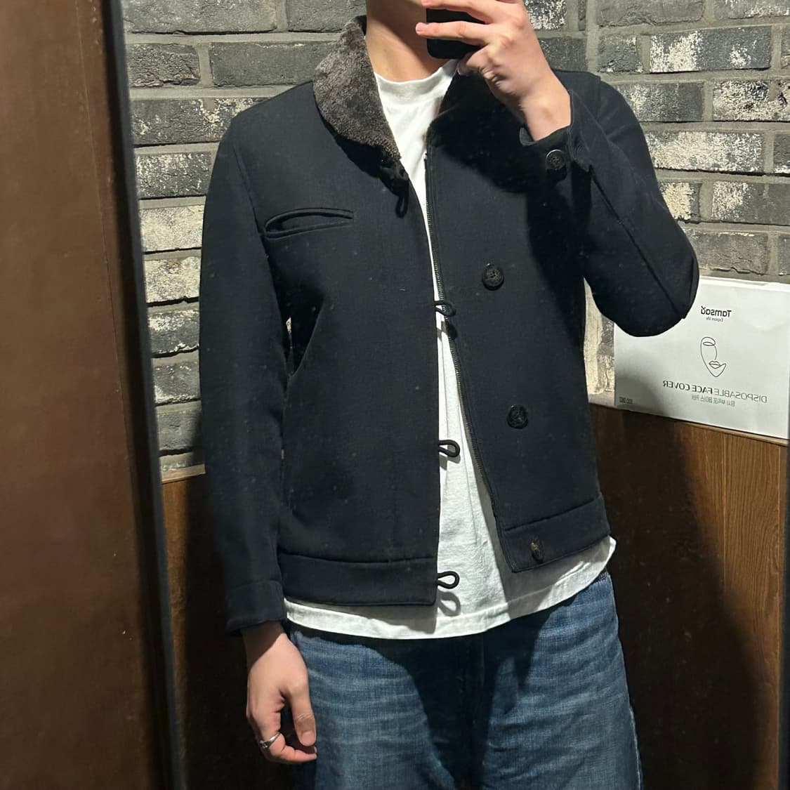 S) 던힐(Dunhill) 시어링 카라 울 혼방 워크 자켓 상품이미지9