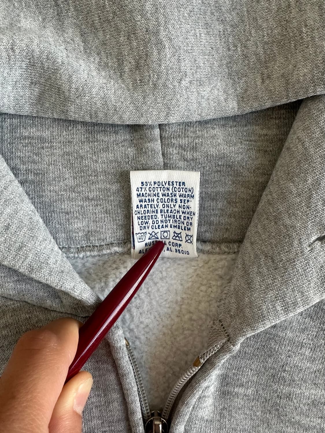 90s 빈티지 러셀 후드집업 그레이 L USA 상품이미지7