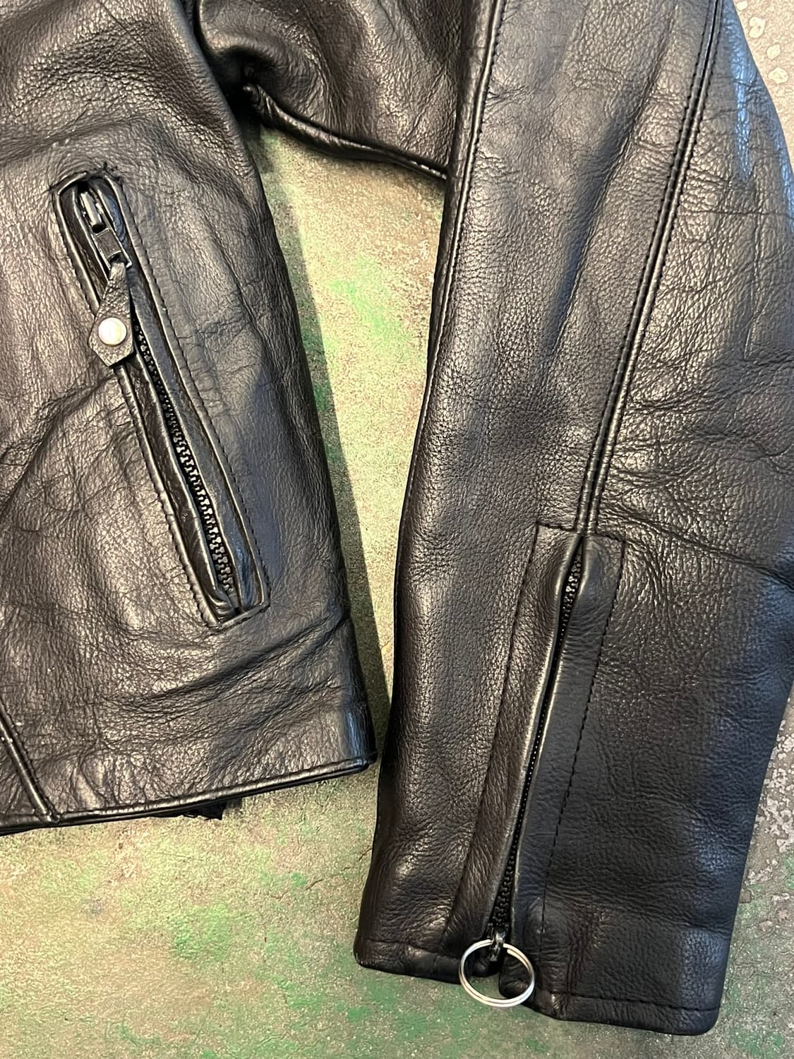 00's Y2K 레더클럽 천연 소 가죽 여성 바이커 자켓 상품이미지3