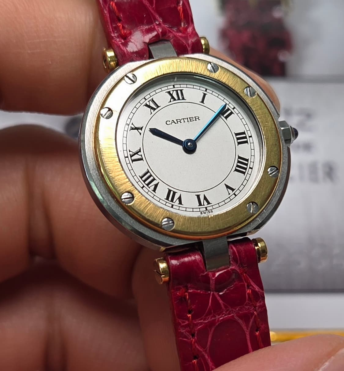 까르띠에 산토스 원형 오리지널 실버로만 블루핸즈 18K콤비 여성용 (감정 상품이미지3