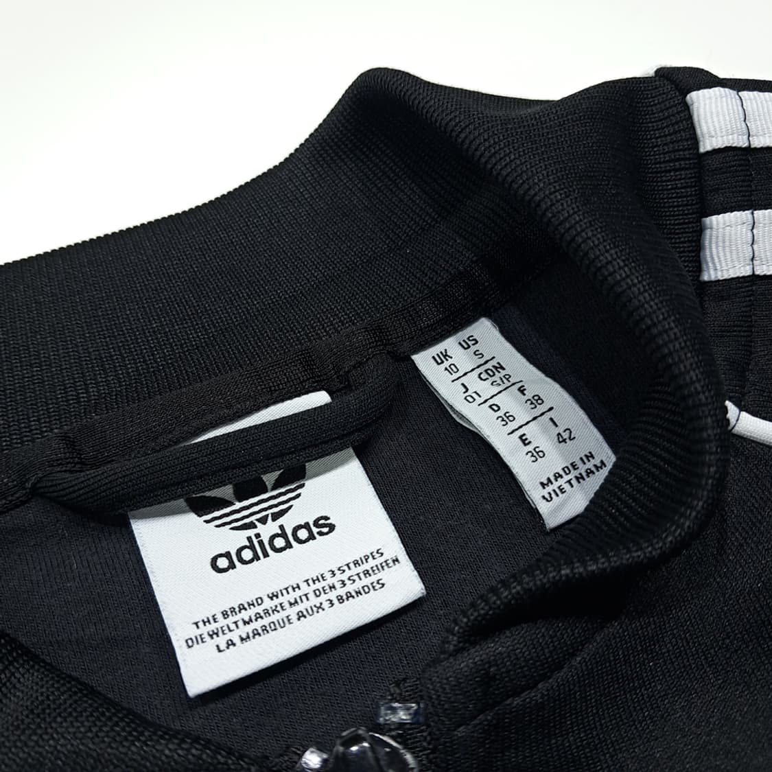 CK128 S 아디다스 트리코트 삼선 파이핑 블랙 집업 자켓 상품이미지3