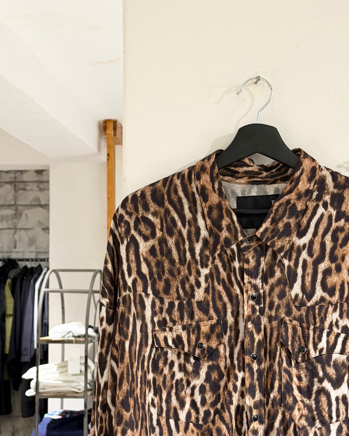 r13 레오파드 프린트 실크 오버사이즈 카우보이 셔츠 상품이미지2