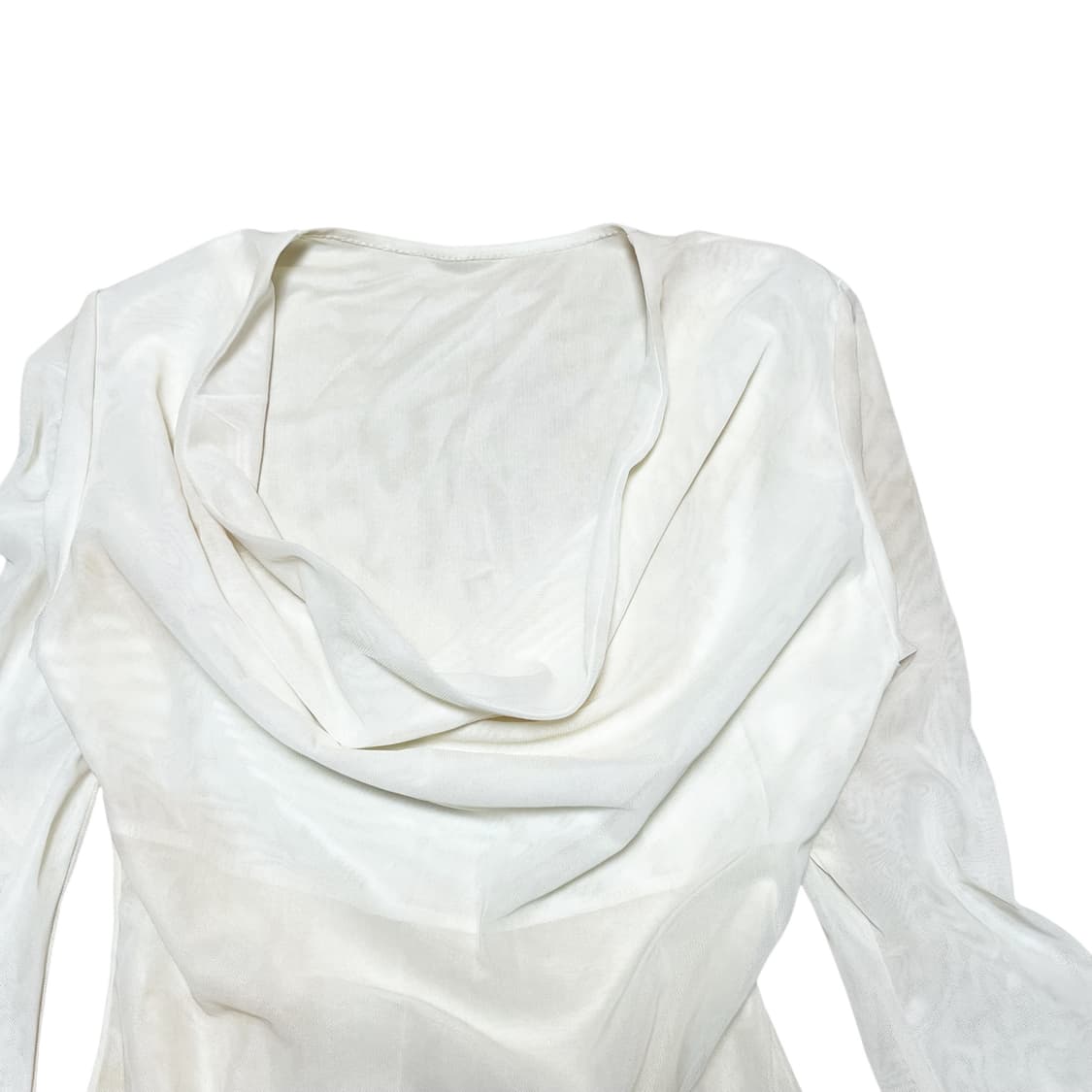 cowl neck mesh sleeved dress top_ivory 상품이미지4