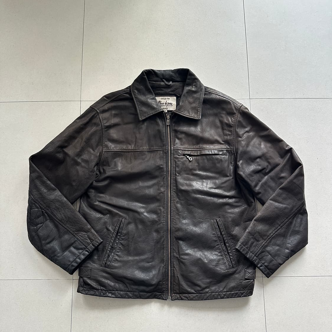 90s 프랑스생산 플뢰르드뽀 버팔로 가죽 스포츠 자켓 M 상품이미지1