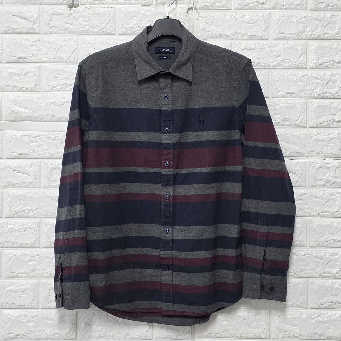 헤지스 남성 슬림핏 스트라이프 셔츠 100 상품이미지1